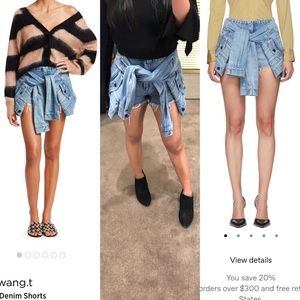 NWT Alexander Wang tie front jean shorts 29